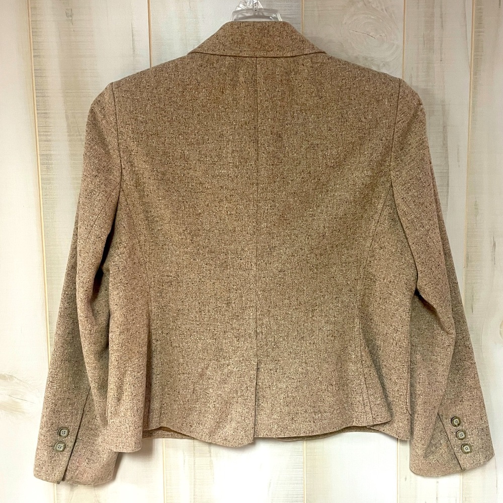 Vintage L.L. Bean Tan Wool/Silk Blazer Jacket Sz MP - Picture 2 of 6